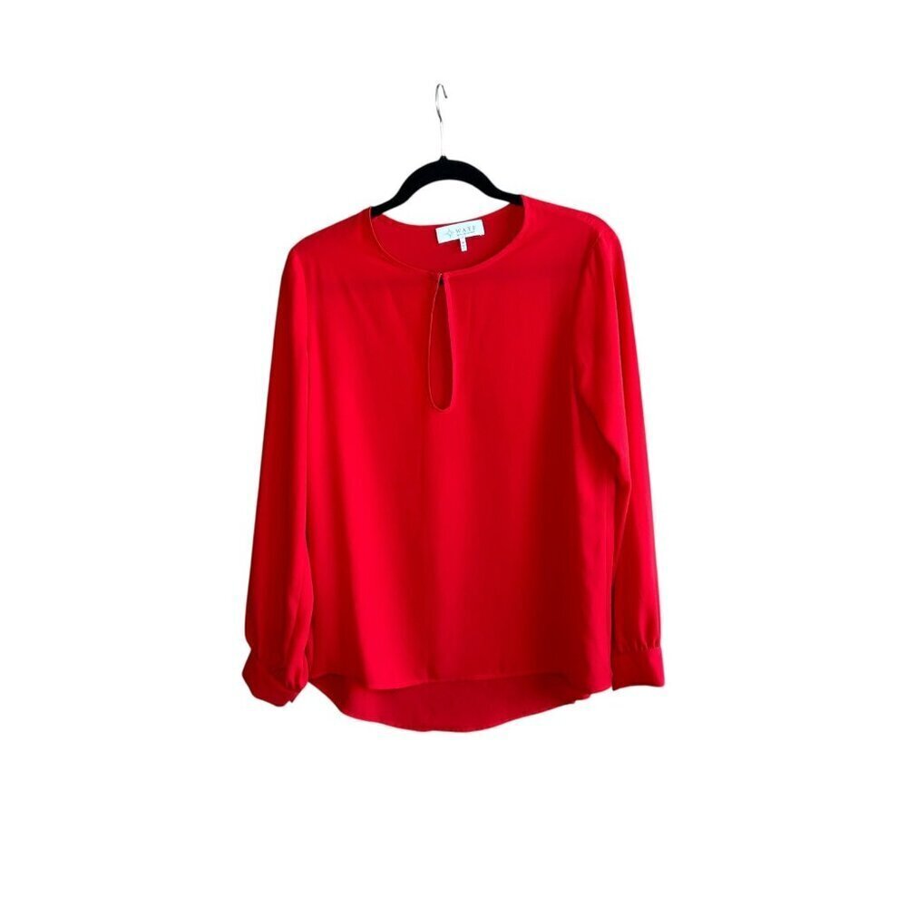 WAYF Red Breezy Keyhole Long Sleeve Blouse Size Medium